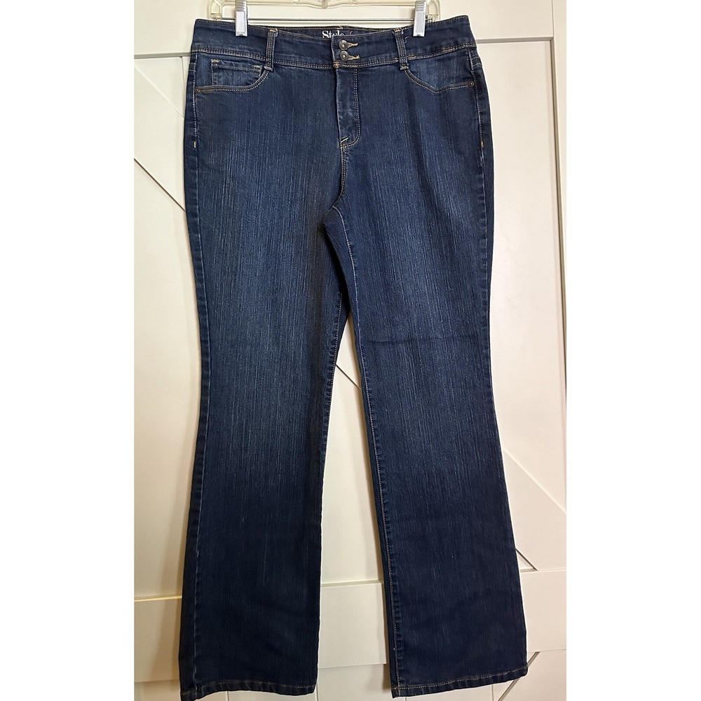 Women's Style and Co Bootcut Denim Med Wash Blue Jeans Back Flap Pockets  size12
